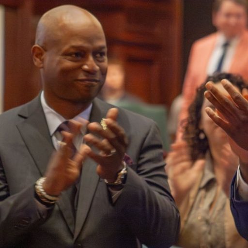 House Speaker Emanuel “Chris” Welch, D-Hillside, applauds after Democrats in the Illinois House approved a constitutional amendment on redistricting on April 22, 2026. (Capitol News Illinois photo by Jenna Schweikert)