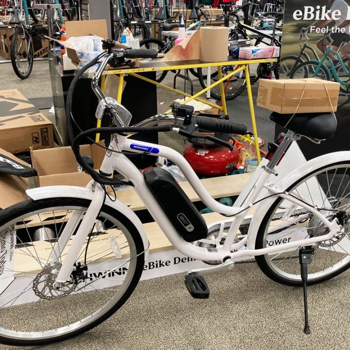 An e-bike is seen at a retail store in Glenview, Ill., Wednesday, July 20, 2022. (AP Photo/Nam Y. Huh)